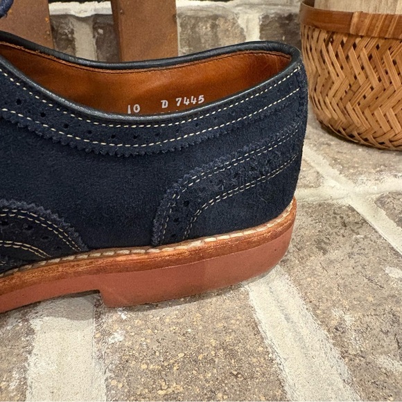 Allen Edmonds Wingtip Oxford Dress Shoes Navy Blue Suede Size 10 - Picture 11 of 11